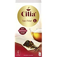 Cilia Filtros de té- 80 Unidades tamaño L- con Solapa de Cierre- Papel Aromagic- Blanco- 0-1x0-84x1-84 cm